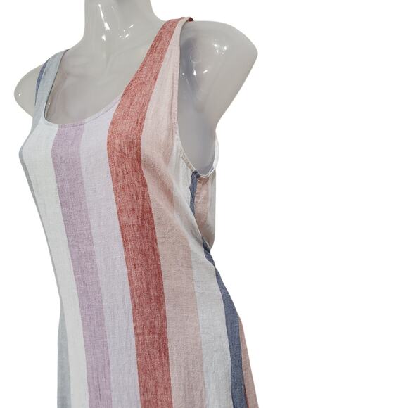 Marine Layer Stripes Tie Back Side Slit Tank Dress Scoop Neck Multi Size Small - Picture 12 of 15